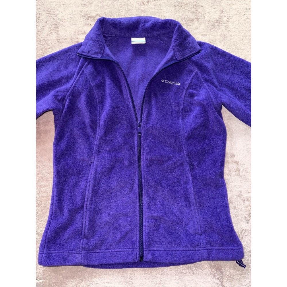Columbia Jacket Sweatshirt Womens Purple Fleece Full‎ Zip Pockets Outdoor Size S - Picture 3 of 8